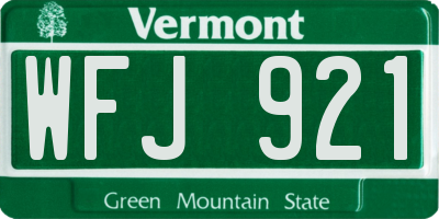 VT license plate WFJ921