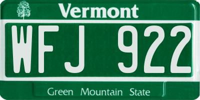 VT license plate WFJ922