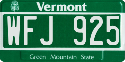 VT license plate WFJ925