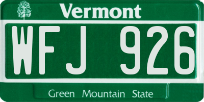 VT license plate WFJ926