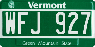 VT license plate WFJ927