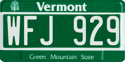 VT license plate WFJ929