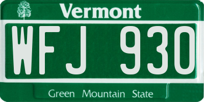 VT license plate WFJ930