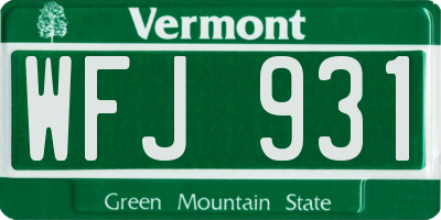 VT license plate WFJ931