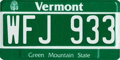 VT license plate WFJ933