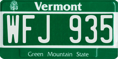 VT license plate WFJ935