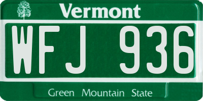 VT license plate WFJ936