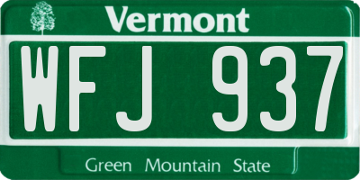 VT license plate WFJ937