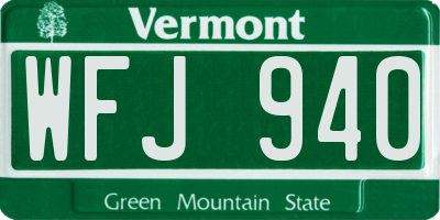 VT license plate WFJ940