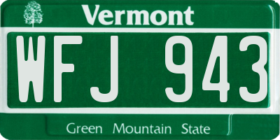VT license plate WFJ943
