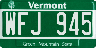 VT license plate WFJ945