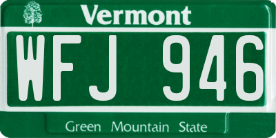 VT license plate WFJ946