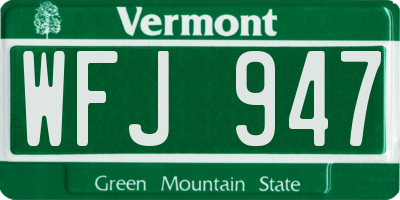 VT license plate WFJ947