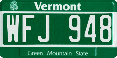 VT license plate WFJ948