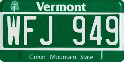 VT license plate WFJ949