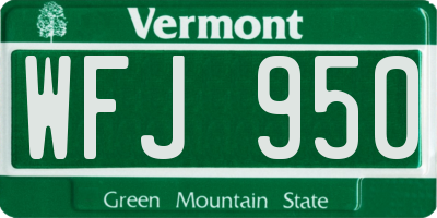 VT license plate WFJ950