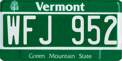 VT license plate WFJ952