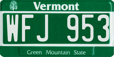 VT license plate WFJ953