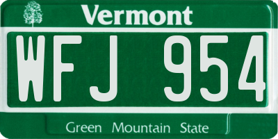 VT license plate WFJ954