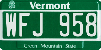 VT license plate WFJ958