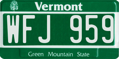 VT license plate WFJ959