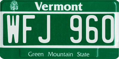 VT license plate WFJ960