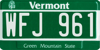 VT license plate WFJ961