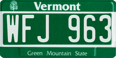VT license plate WFJ963
