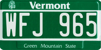 VT license plate WFJ965