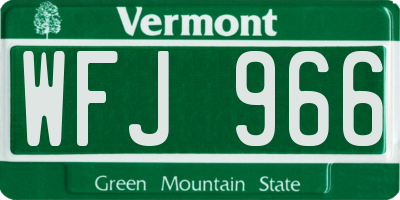 VT license plate WFJ966