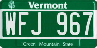 VT license plate WFJ967