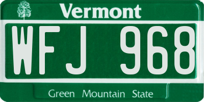 VT license plate WFJ968
