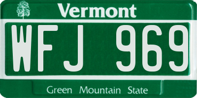 VT license plate WFJ969