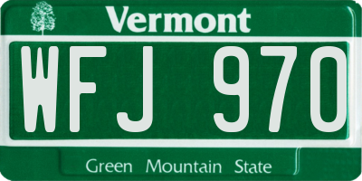 VT license plate WFJ970