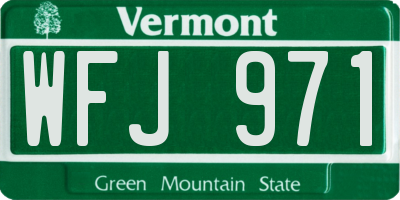 VT license plate WFJ971