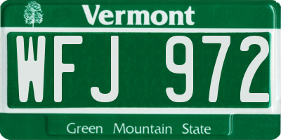 VT license plate WFJ972