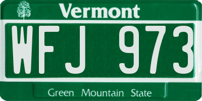 VT license plate WFJ973