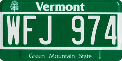 VT license plate WFJ974