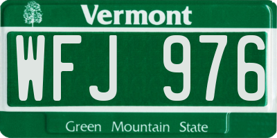 VT license plate WFJ976