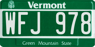 VT license plate WFJ978