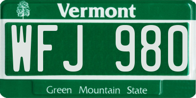 VT license plate WFJ980