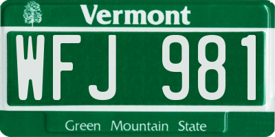VT license plate WFJ981