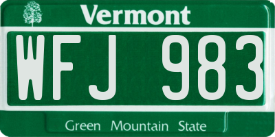 VT license plate WFJ983