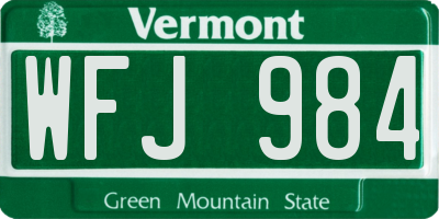 VT license plate WFJ984