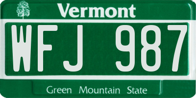 VT license plate WFJ987