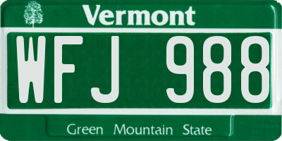 VT license plate WFJ988