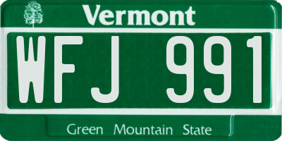 VT license plate WFJ991