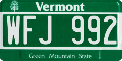 VT license plate WFJ992