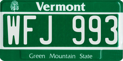 VT license plate WFJ993