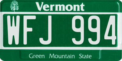 VT license plate WFJ994